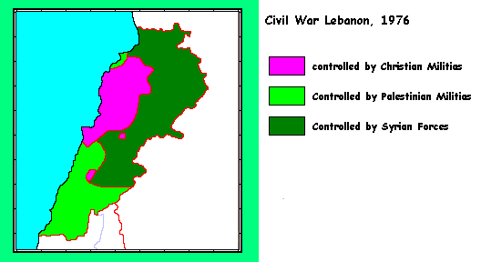 Lebanon civil war map 1976